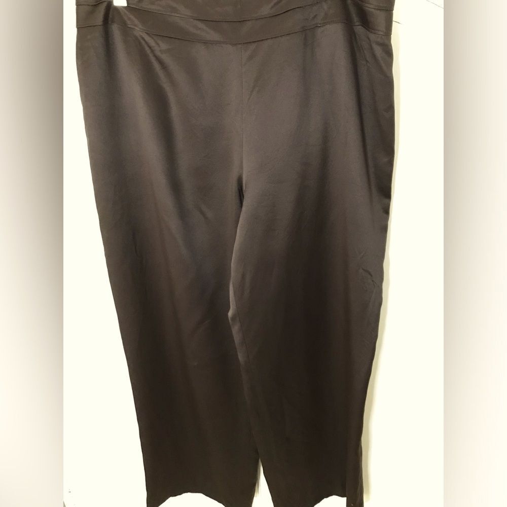 Talbots Womens Sz 14P Brown 100% Silk Trouser Pants Business Office Dress Career